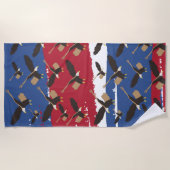 イーグルバードUSA愛国米国国旗 ビーチタオル (正面)