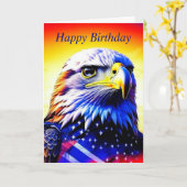 イーグルパーソナライズされた・アメリカ国旗の誕生日 カード (黄色い花)