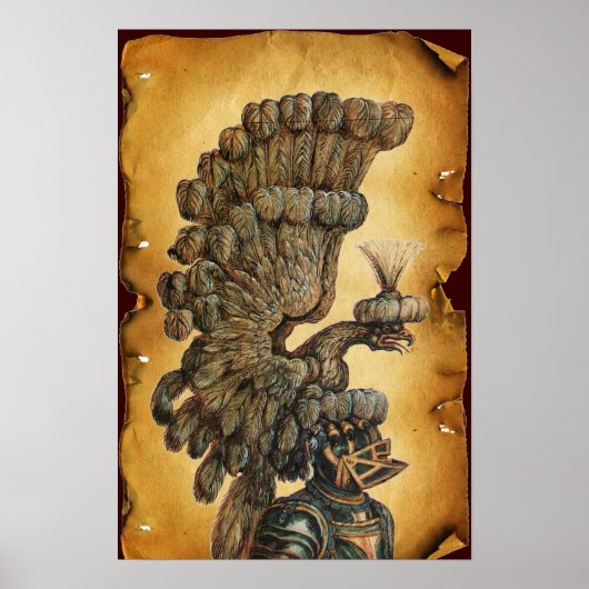 イーグルパーチメント付きアンティーク騎士ヘルメット ポスター (正面)