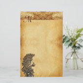 イーグルパーチメント付きアンティーク騎士ヘルメット 便箋 (スタンド正面)