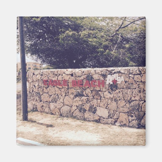 イーグルビーチ- 2インチスクエアマグネット マグネット (正面)