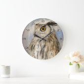 イーグルフクロウ野生動物アート ラージ壁時計 (ホーム)