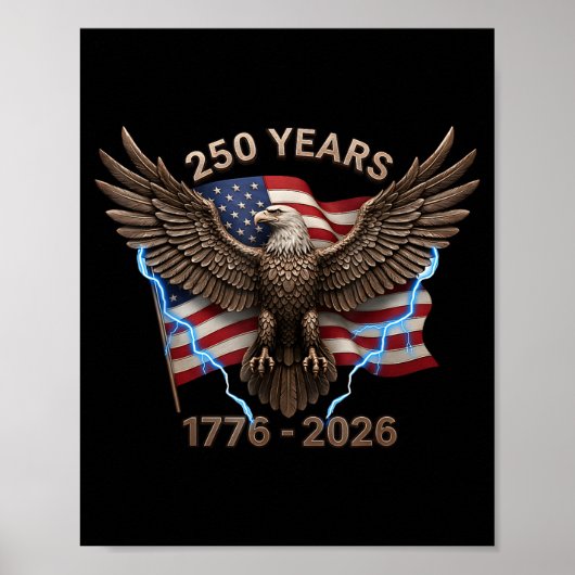 イーグルフラッグ250周年 1776-2026 250歳の誕生日 ポスター (正面)