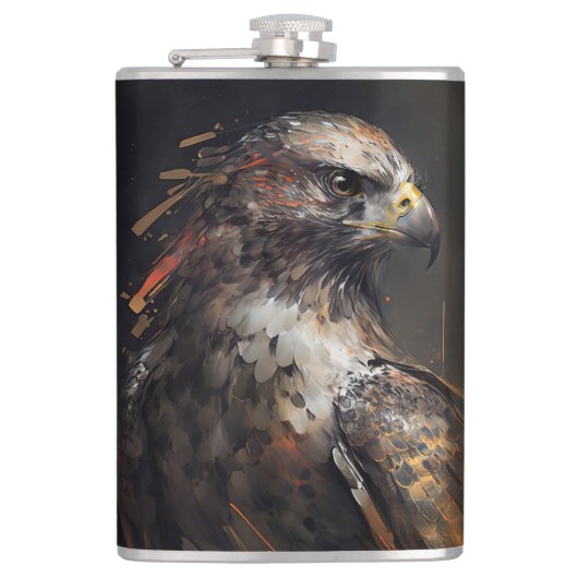 イーグルポートレート動物自然絵を描野生動物の芸術 フラスク (正面)
