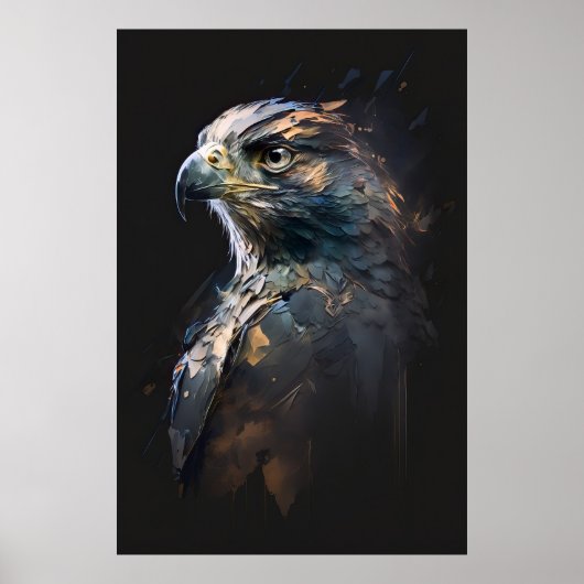 イーグルポートレート動物自然絵を描野生動物の芸術 ポスター (正面)