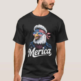 イーグルミュレットサングラスメリカ7月4日アメリカ合衆国Ame Tシャツ