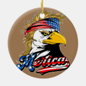 イーグルミュレット7月4日アメリカ合衆国国旗Merica セラミックオーナメント (裏面)