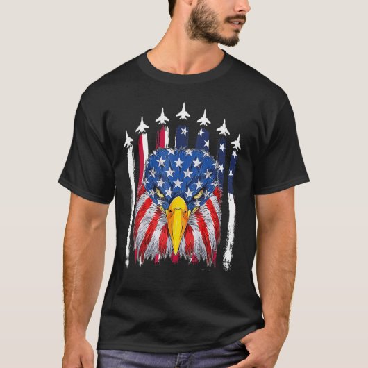 イーグルミュレット7月4日アメリカ合衆国国旗Merica Tシャツ (正面)