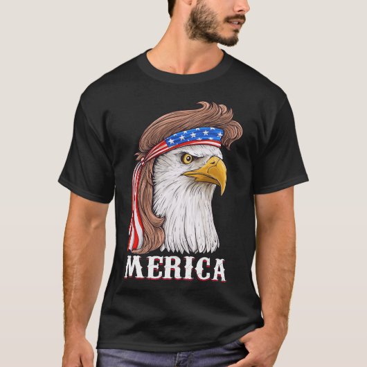 イーグルミュレット7月4日アメリカ合衆国国旗Merica Tシャツ (正面)