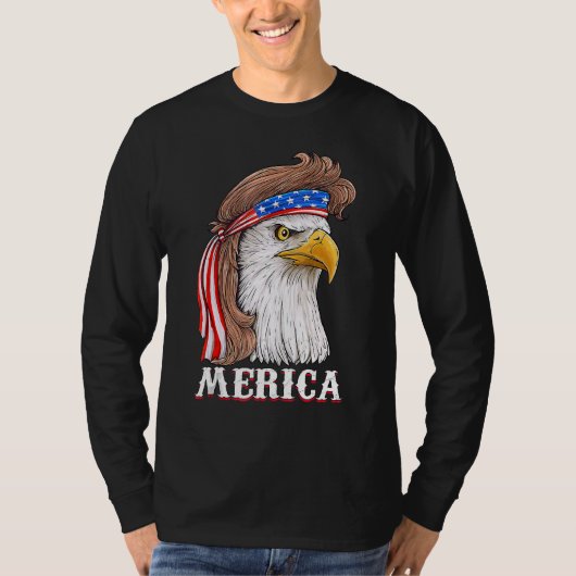 イーグルミュレット7月4日アメリカ国旗Merica Tシャツ (正面)