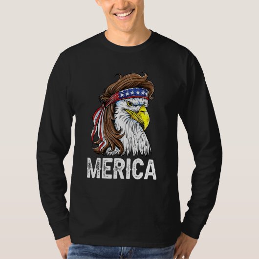 イーグルミュレット7月4日アメリカ国旗Merica Tシャツ (正面)