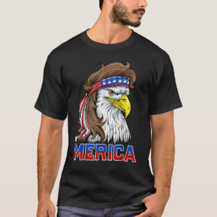 イーグルミュレットMericaメンズ7月アメリカ国旗4日 Tシャツ