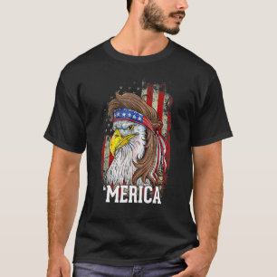イーグルミュレットMericaメンズ7月米国国旗4日 Tシャツ