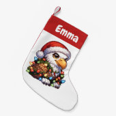 イーグルメクリスマス冬の動物かわいいワシ スモールクリスマスストッキング (正面 (吊り時))