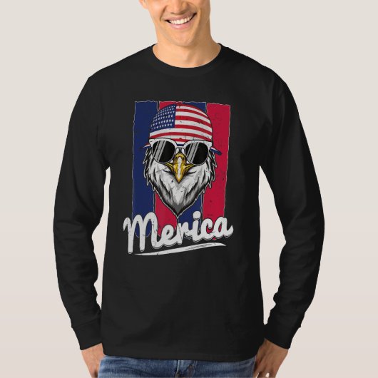 イーグルメリカン国旗のワシ愛国心 Tシャツ (正面)