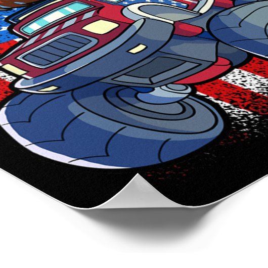 イーグルモンスタートラック7月の4thボーイズ米国国旗 ポスター (角)