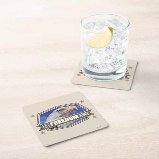 イーグルレフリーダムリングや輪 スクエアペーパーコースター (インサイチュ)