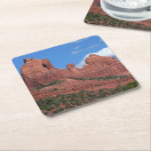 イーグルロックIセドナアリゾナ旅行写真 スクエアペーパーコースター (アングル)