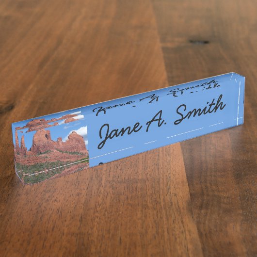 イーグルロックIセドナアリゾナ旅行写真 デスクネームプレート (側面)