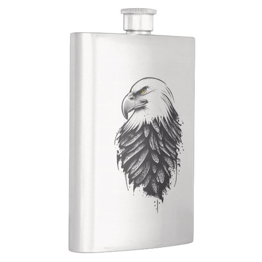 イーグルワイルドアニマル自然イラストレーションアートタトゥー フラスク (右)