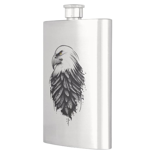 イーグルワイルドアニマル自然イラストレーションアートタトゥー フラスク (左)