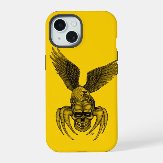 イーグル付きスパイダースカル iPhone 15ケース (裏面)