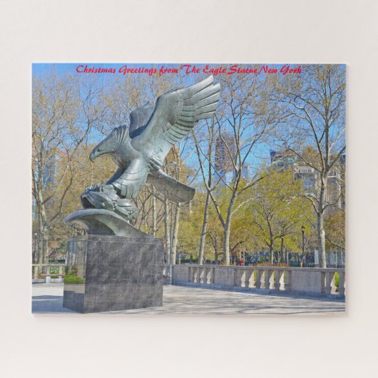イーグル像ニューヨーク。クリスマスの挨拶 ジグソーパズル (横)