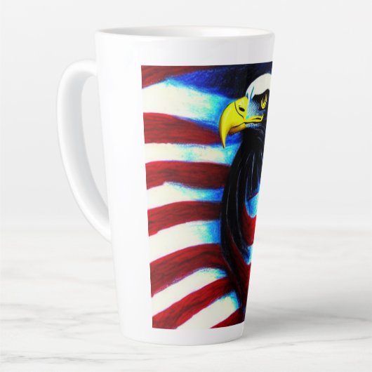イーグル包まれたアメリカ国旗のマグカップ カフェラテマグ (左アングル)