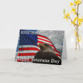 イーグル国旗の退役軍人日 カード (黄色い花)