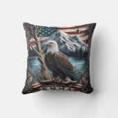 イーグル威厳のあるがマウンテンリバーに止まる クッション (裏面)