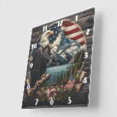 イーグル威厳のあるが山の近くの木に止まった スクエア壁時計 (傾斜)