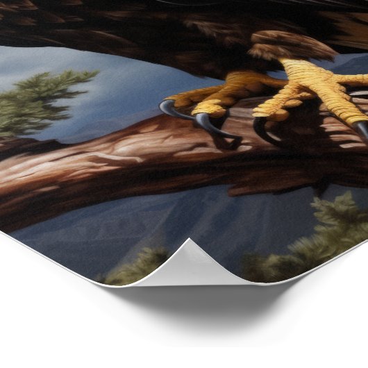 イーグル威厳のあるが木の枝に止まっているポスター ポスター (角)