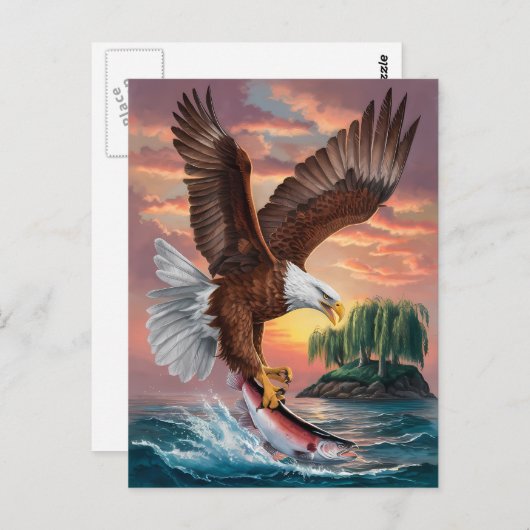 イーグル威厳のあるが獲物を捕獲 ポストカード (正面/裏面)