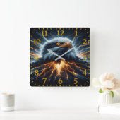 イーグル威厳のあるイクシング稲妻 スクエア壁時計 (ホーム)