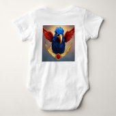 イーグル威厳のあるエンブレムホワイト背景Tシャツ ベビーボディスーツ (裏面)
