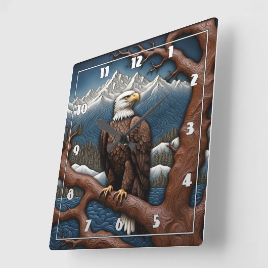 イーグル威厳のあるペッチバイセレーンマウンテンレイク スクエア壁時計 (傾斜)