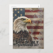 イーグル威厳のある&フラッグ – 自由の精神 シーズンポストカード (正面/裏面)