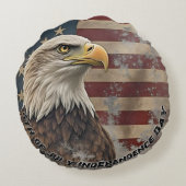 イーグル威厳のある&フラッグ – 自由の精神 ラウンドクッション (裏面)