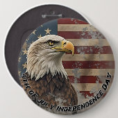 イーグル威厳のある&フラッグ – 自由の精神 缶バッジ (正面&裏面)