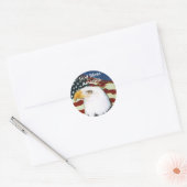 イーグル旗と神の祝福アメリカ ラウンドシール (封筒)