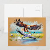 イーグル狩りクレーンパステルチョークスケッチ ポストカード (正面/裏面)