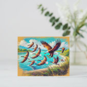 イーグル狩りワイルドゲーズバイレイクパステルチョーク ポストカード (スタンド正面)