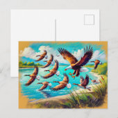 イーグル狩りワイルドゲーズバイレイクパステルチョーク ポストカード (正面/裏面)