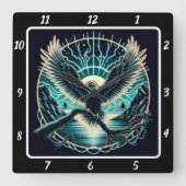 イーグル白熱［赤熱］光を放つスカイフライト スクエア壁時計 (正面)