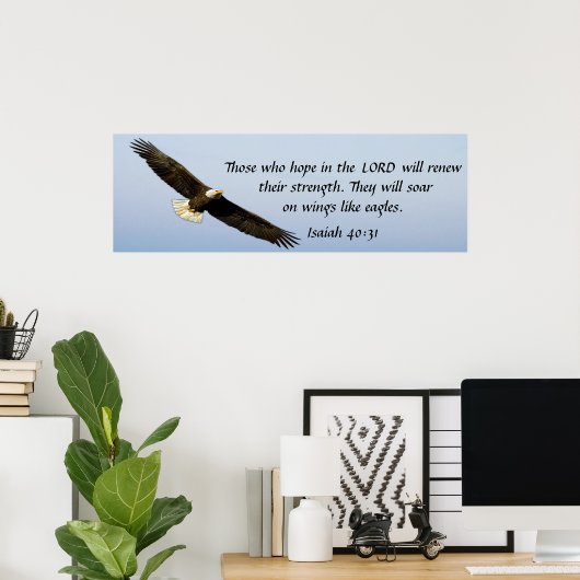 イーグル聖書の詩イザヤ40:31のポスターのように舞い上がる ポスター (ホームオフィス)