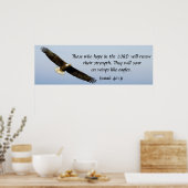 イーグル聖書の詩イザヤ40:31のポスターのように舞い上がる ポスター (キッチン)