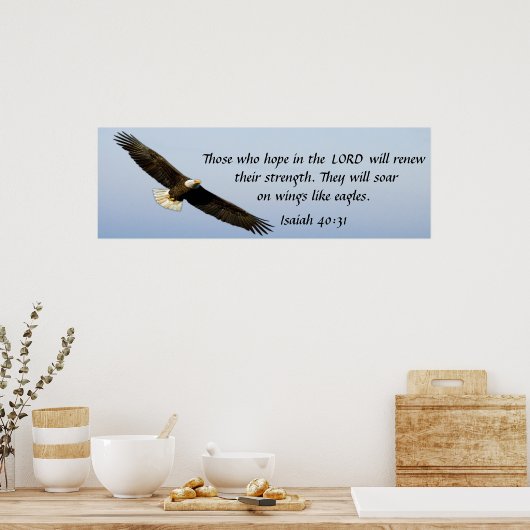 イーグル聖書の詩イザヤ40:31のポスターのように舞い上がる ポスター (キッチン)