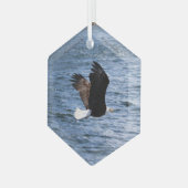 イーグル飛んでいるの海の紋章 ガラスオーナメント (正面左)