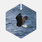 イーグル飛んでいるの海の紋章 ガラスオーナメント (裏面)