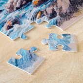 イーグル飛んでいるインウォーターフォールの前パステルチョーク ジグソーパズル (側面)